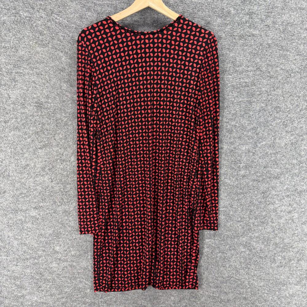 Tibi Dress Women M Medium Black Geometric Short Shift Zipper Long Sleeve Lined